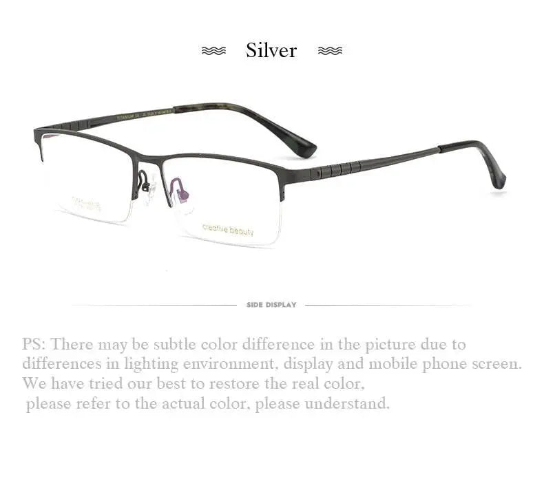 Men's Semi-Rimless Titanium Prescription Glasses Ht1099 — view 7 | Rx Spectacle