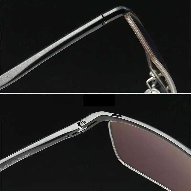 Unisex Rectangular Semi-Rimless Titanium Prescription Glasses Lv130 — view 2 | Rx Spectacle