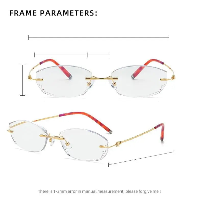 Women's Square Rimless Titanium Reading Glasses 8587 — view 3 | Rx Spectacle