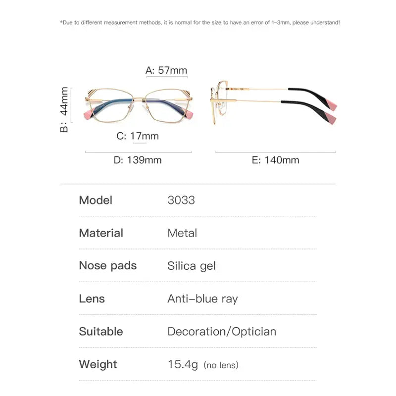 Women's Cat Eye Full Rim Alloy Prescription Glasses 30339 — view 2 | Rx Spectacle