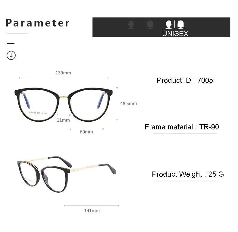 Women's Round Full Rim TR90 Prescription Glasses 7005 — view 13 | Rx Spectacle