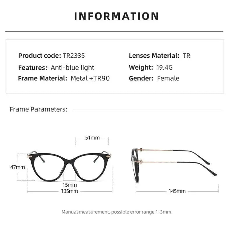 Women's Cat Eye Full Rim TR90 Prescription Glasses Tr2335 — view 5 | Rx Spectacle