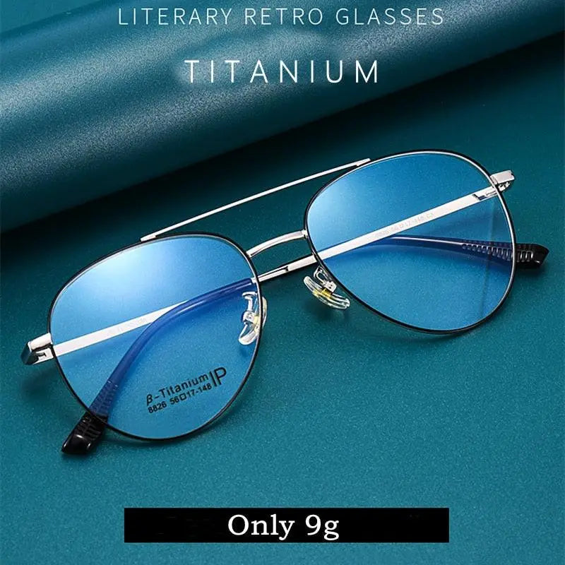 Unisex Full Rim Titanium Double Bridge Prescription Glasses 8826 — view 2 | Rx Spectacle