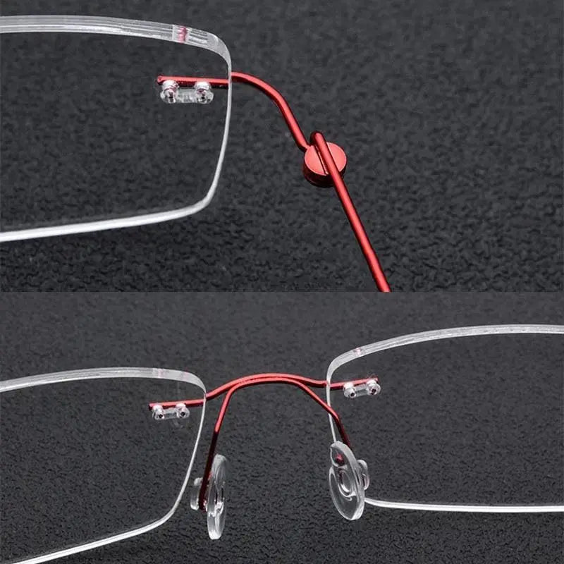 Women's Rectangular Rimless Titanium Prescription Glasses P8361 — view 5 | Rx Spectacle