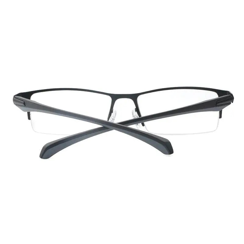 Men's Rectangular Semi-Rimless Titanium Prescription Glasses 9065 — view 8 | Rx Spectacle