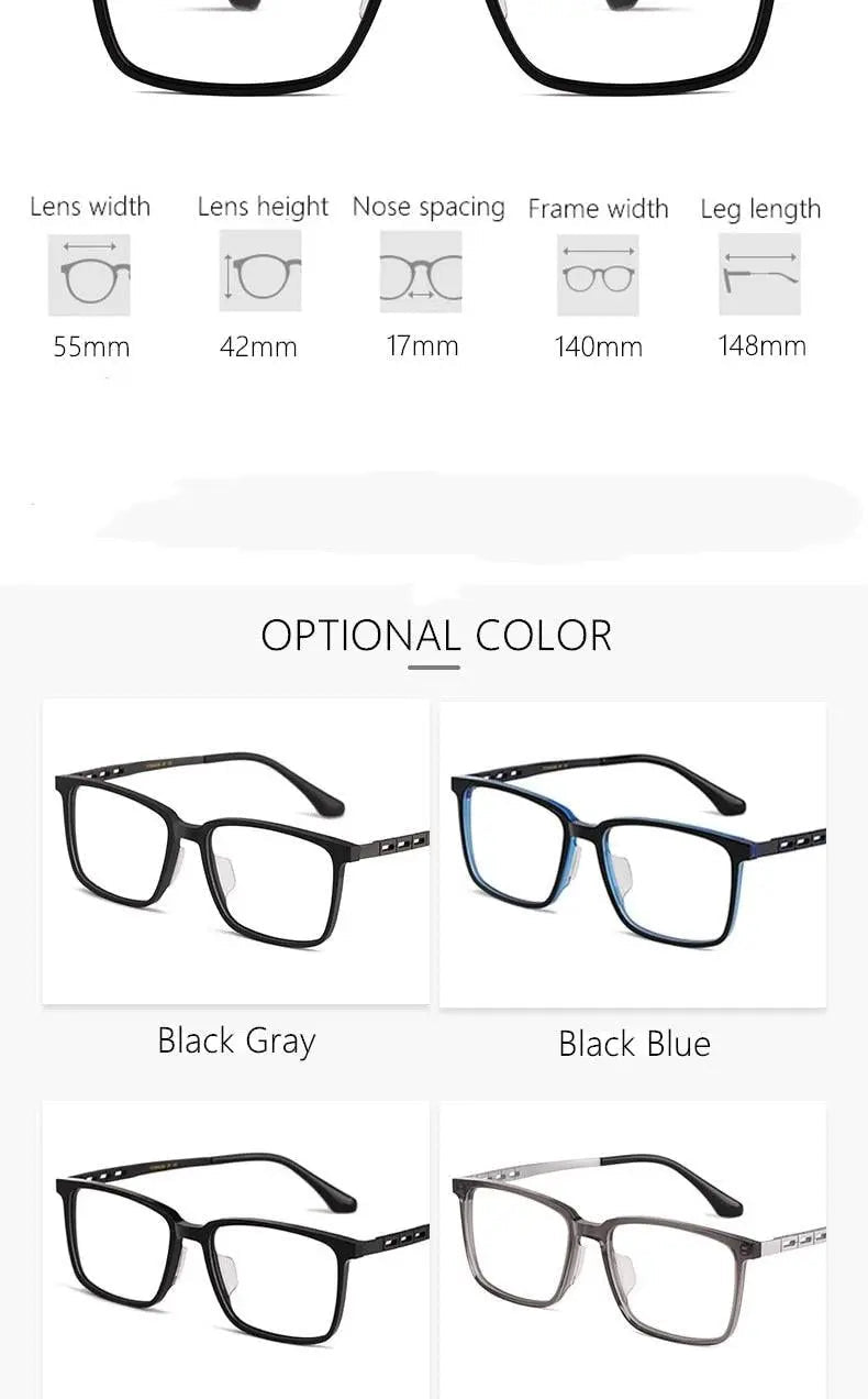 Men's Full Rim Titanium Prescription Glasses HT5022B — view 11 | Rx Spectacle