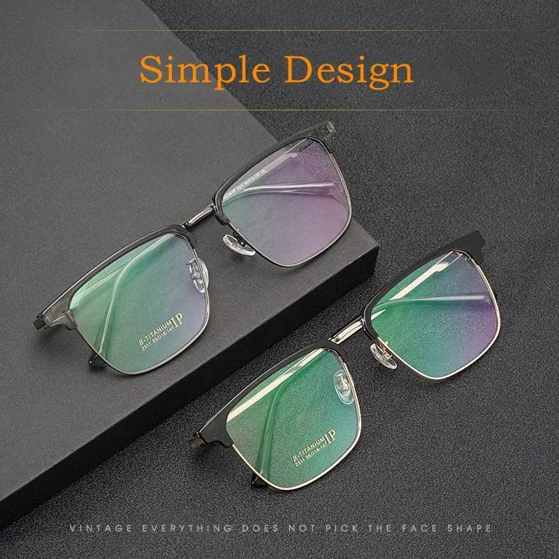 Men's Square Full Rim Titanium Prescription Glasses 2311YJ — view 4 | Rx Spectacle