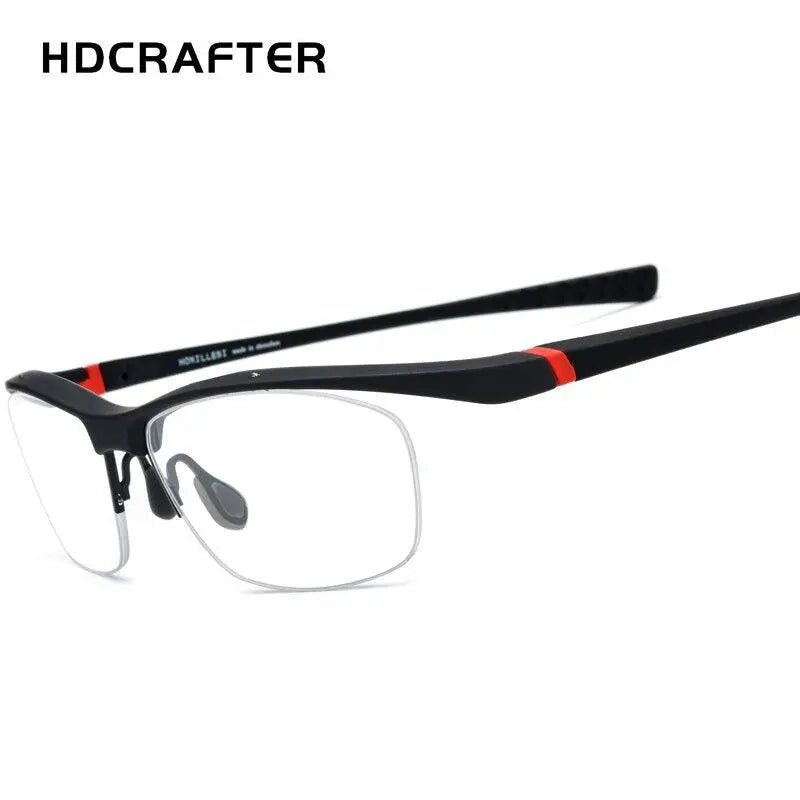 Men's Rectangular Semi-Rimless TR90 Sports Glasses 7027 — view 6 | Rx Spectacle