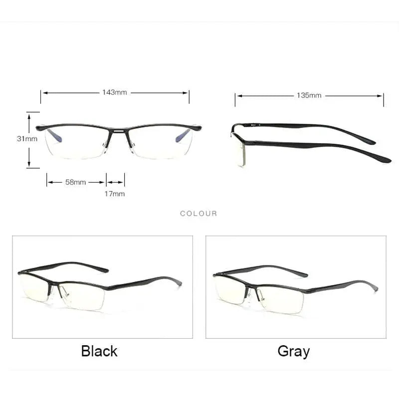 Unisex Rectangular Semi-Rimless Titanium Prescription Glasses Lv130 — view 8 | Rx Spectacle