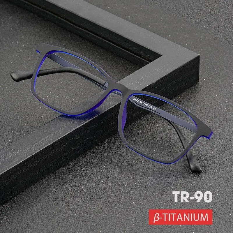 Unisex Square Full Rim Titanium Prescription Glasses 9828 — view 3 | Rx Spectacle