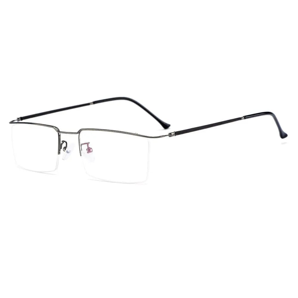Men's Square Semi-Rimless Titanium Prescription Glasses Y2533 — view 7 | Rx Spectacle