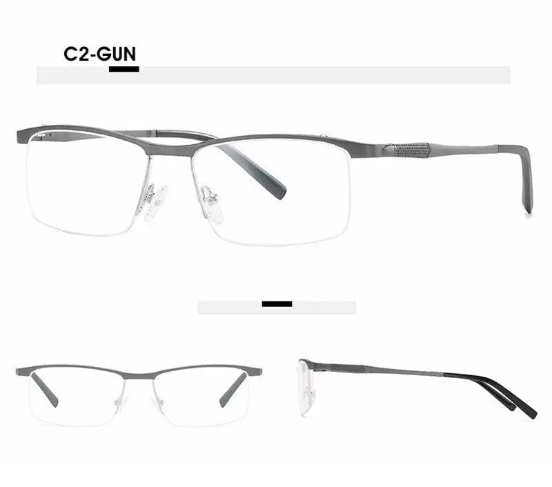 Unisex Square Semi-Rimless Alloy Prescription Glasses 6303 — view 14 | Rx Spectacle