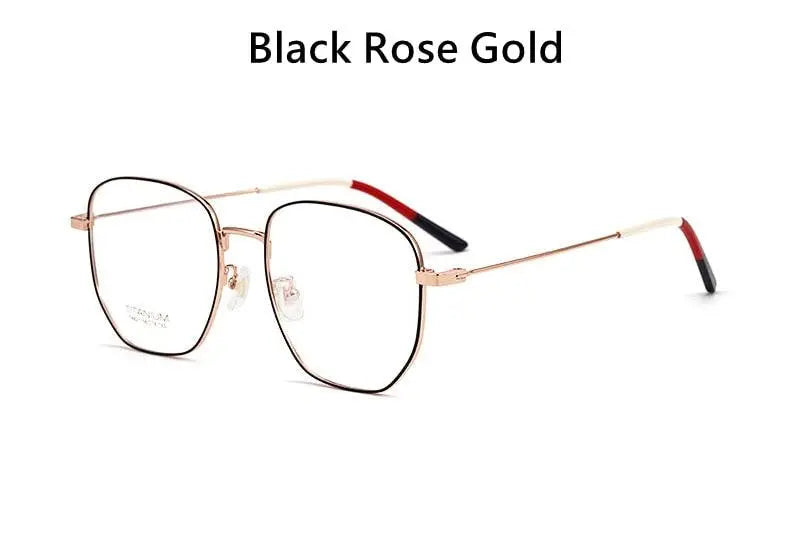 Unisex Polygon Full Rim Titanium Prescription Glasses T8821 — view 16 | Rx Spectacle