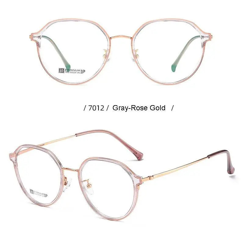 Unisex Round Full Rim Titanium Prescription Glasses 7012 — view 15 | Rx Spectacle