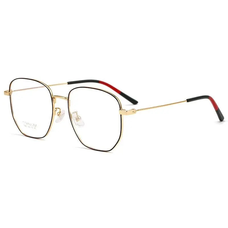 Unisex Polygon Full Rim Titanium Prescription Glasses T8821 — view 2 | Rx Spectacle