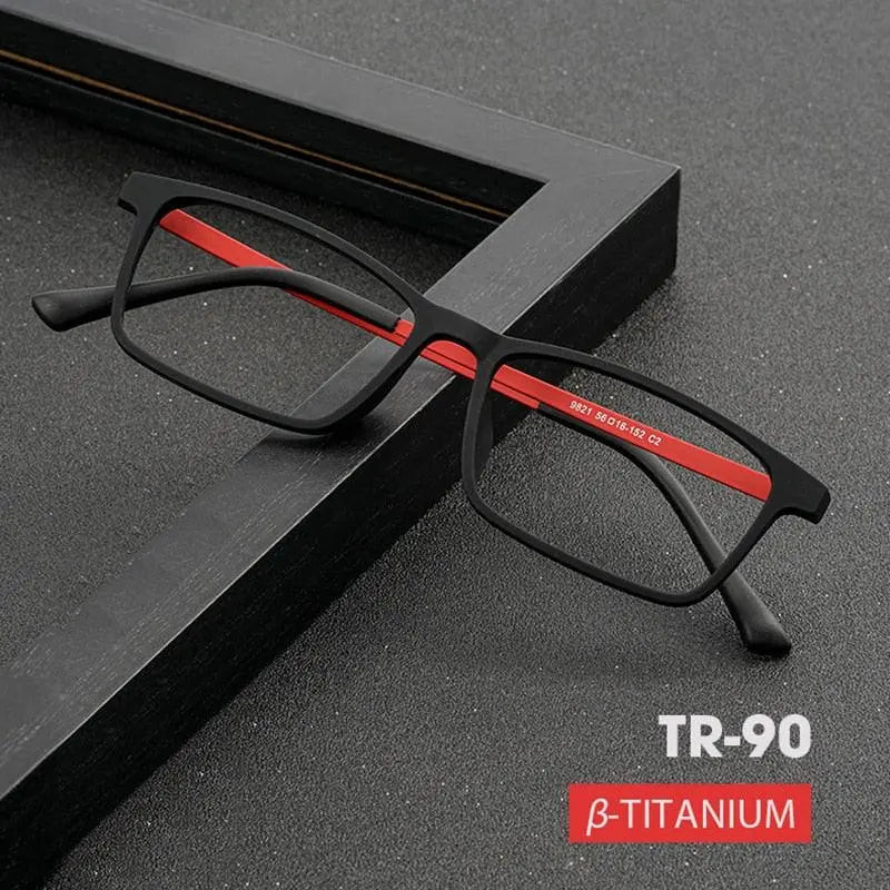 Unisex Rectangular Full Rim Titanium Prescription Glasses 9821 — view 2 | Rx Spectacle