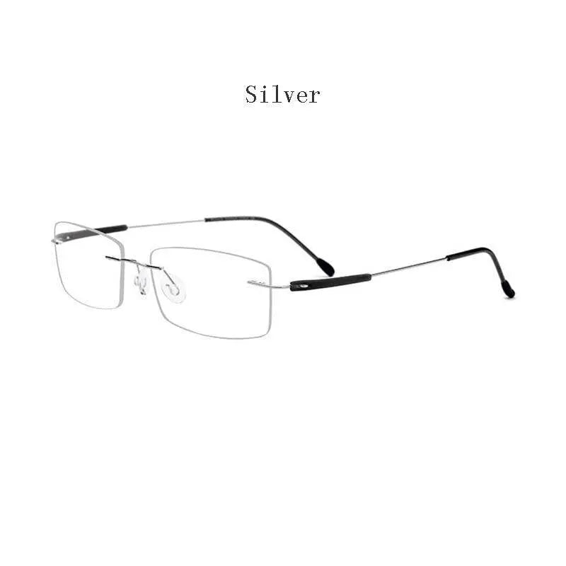Unisex Rectangular Rimless Titanium Prescription Glasses 3125 — view 11 | Rx Spectacle