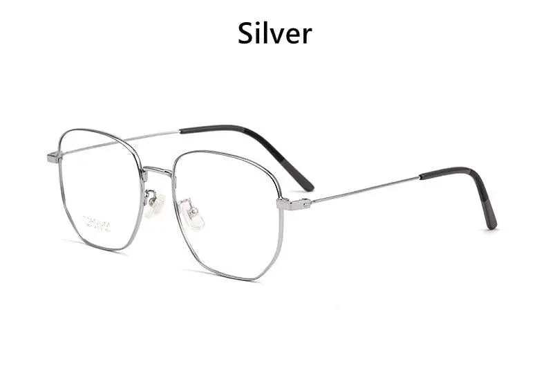 Unisex Polygon Full Rim Titanium Prescription Glasses T8821 — view 15 | Rx Spectacle