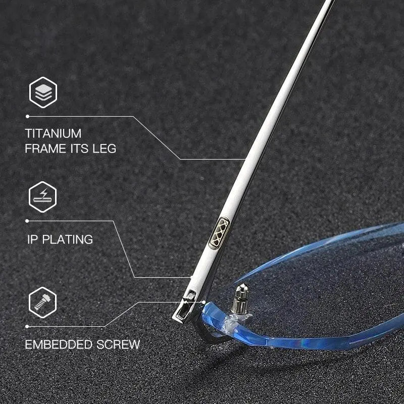Unisex Rimless Titanium Prescription Glasses 9119 — view 4 | Rx Spectacle