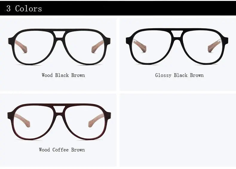 Unisex Round Full Rim Wood Double Bridge Prescription Glasses 7428d — view 10 | Rx Spectacle