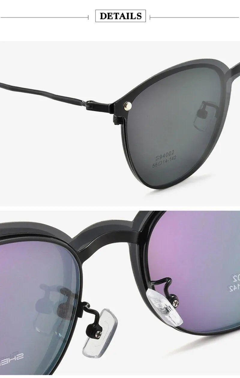 Unisex Oval Full Rim Titanium Clip-On Prescription Glasses S94002 — view 9 | Rx Spectacle