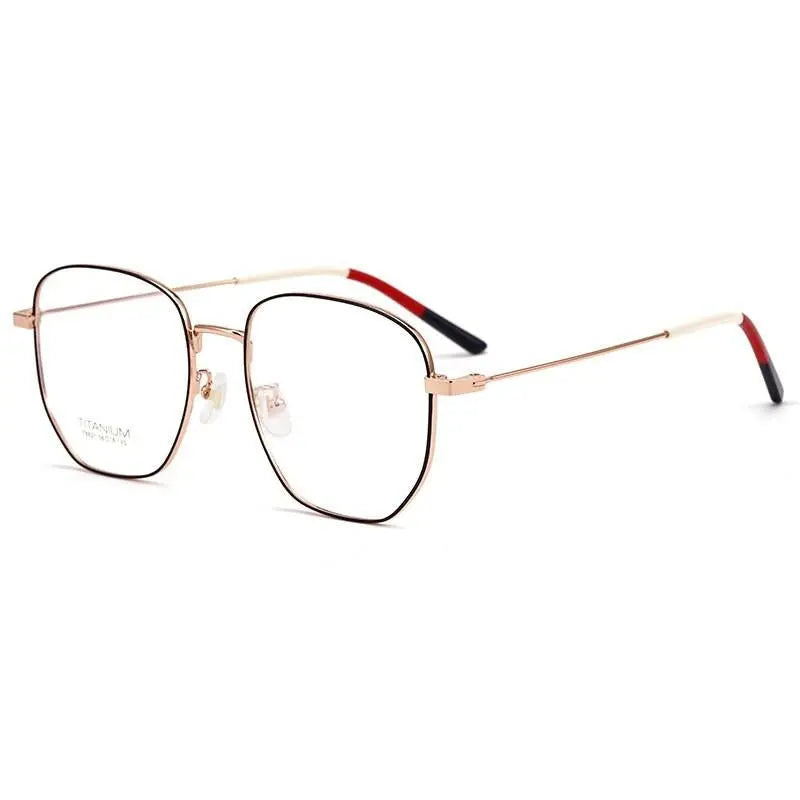 Unisex Polygon Full Rim Titanium Prescription Glasses T8821 — view 9 | Rx Spectacle