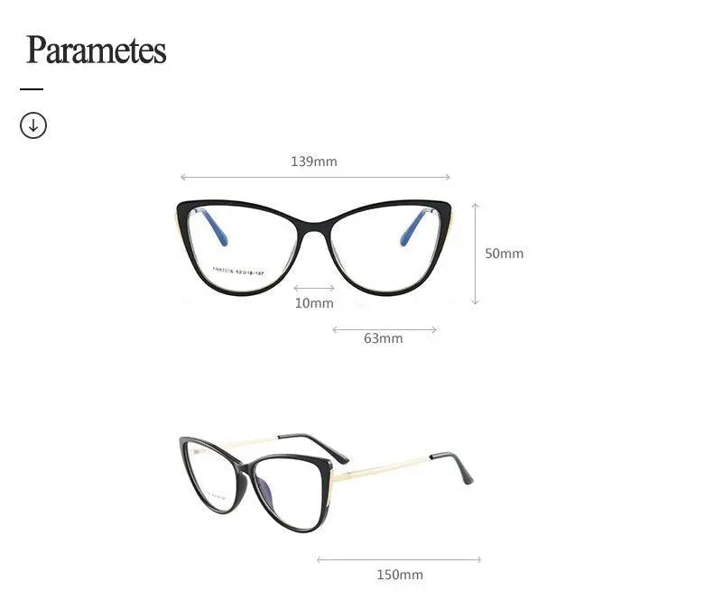 Women's Cat Eye Full Rim TR90 Prescription Glasses 7016 — view 13 | Rx Spectacle