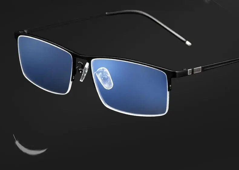 Men's Square Semi-Rimless Titanium Prescription Glasses Ej8606 — view 7 | Rx Spectacle