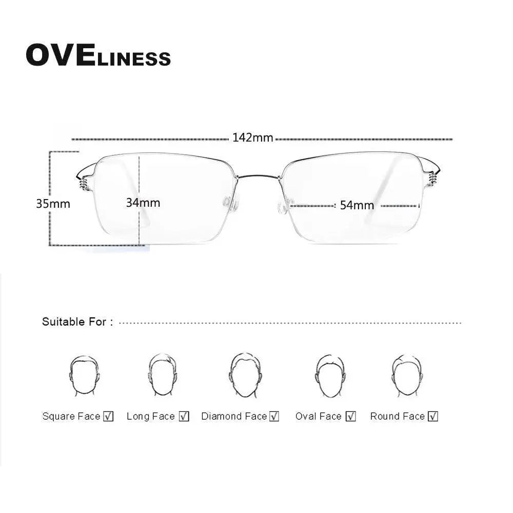 Unisex Square Full Rim Titanium Screwless Prescription Glasses — view 8 | Rx Spectacle