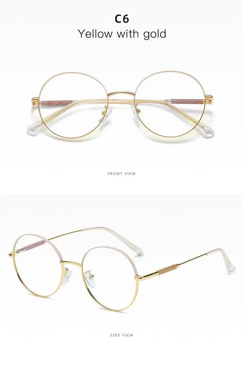 Women's Round Full Rim Alloy Prescription Glasses 95818 — view 18 | Rx Spectacle