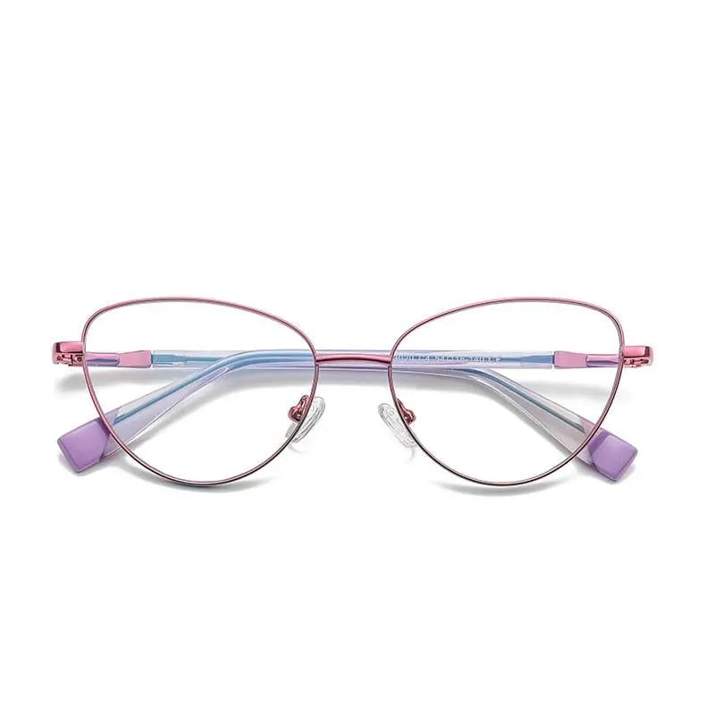 Women's Cat Eye Full Rim Alloy Prescription Glasses 3020 — view 10 | Rx Spectacle