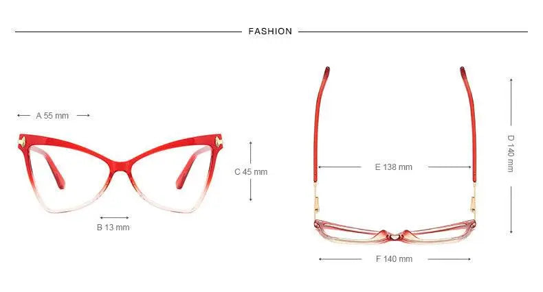 Women's Cat Eye Full Rim TR90 Prescription Glasses 2077 — view 15 | Rx Spectacle