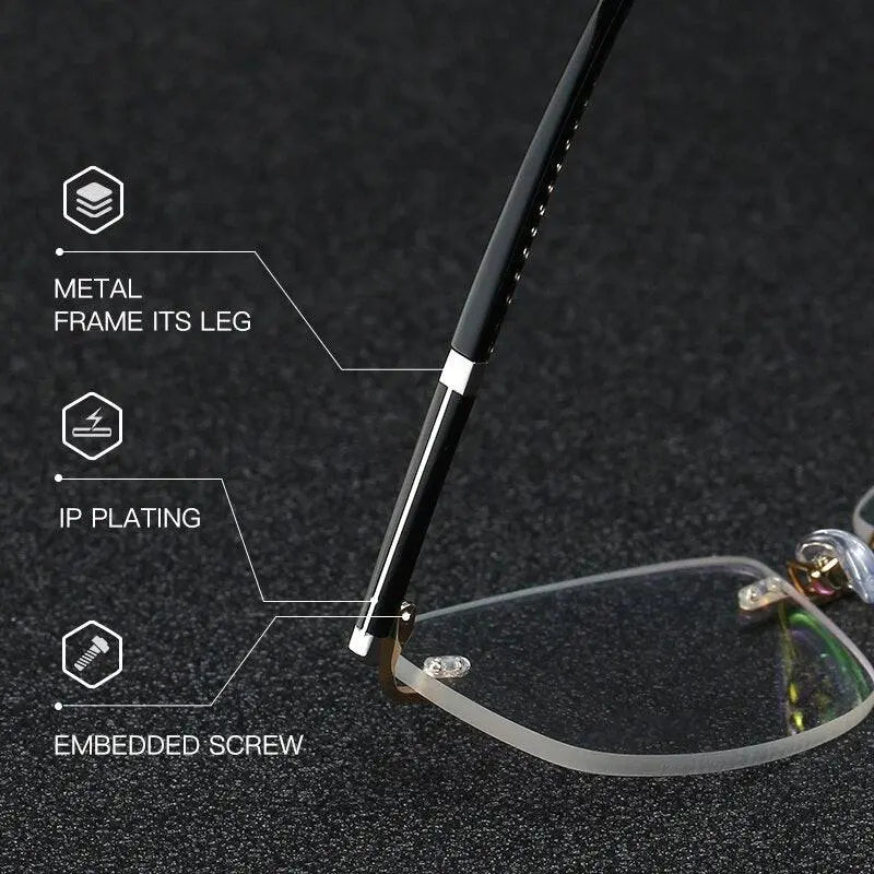 Men's Square Rimless Prescription Glasses 52050 — view 4 | Rx Spectacle