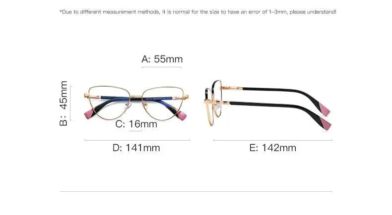 Women's Cat Eye Full Rim Alloy Prescription Glasses 3018 — view 16 | Rx Spectacle
