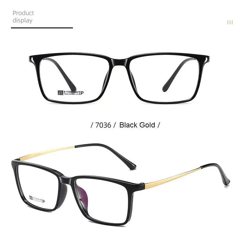 Men's Rectangular Full Rim Titanium Prescription Glasses 7036 — view 16 | Rx Spectacle