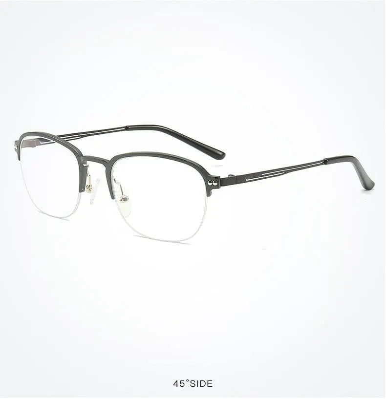 Unisex Square Semi-Rimless Titanium Prescription Glasses 6097 — view 20 | Rx Spectacle