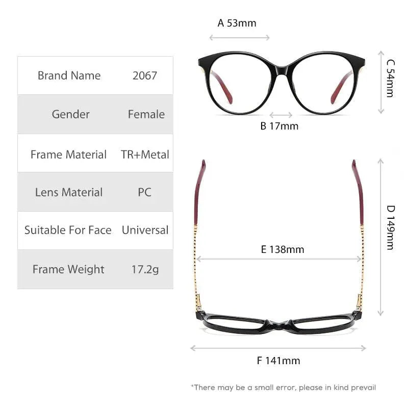 Women's Round Full Rim TR90 Prescription Glasses 2067 — view 11 | Rx Spectacle