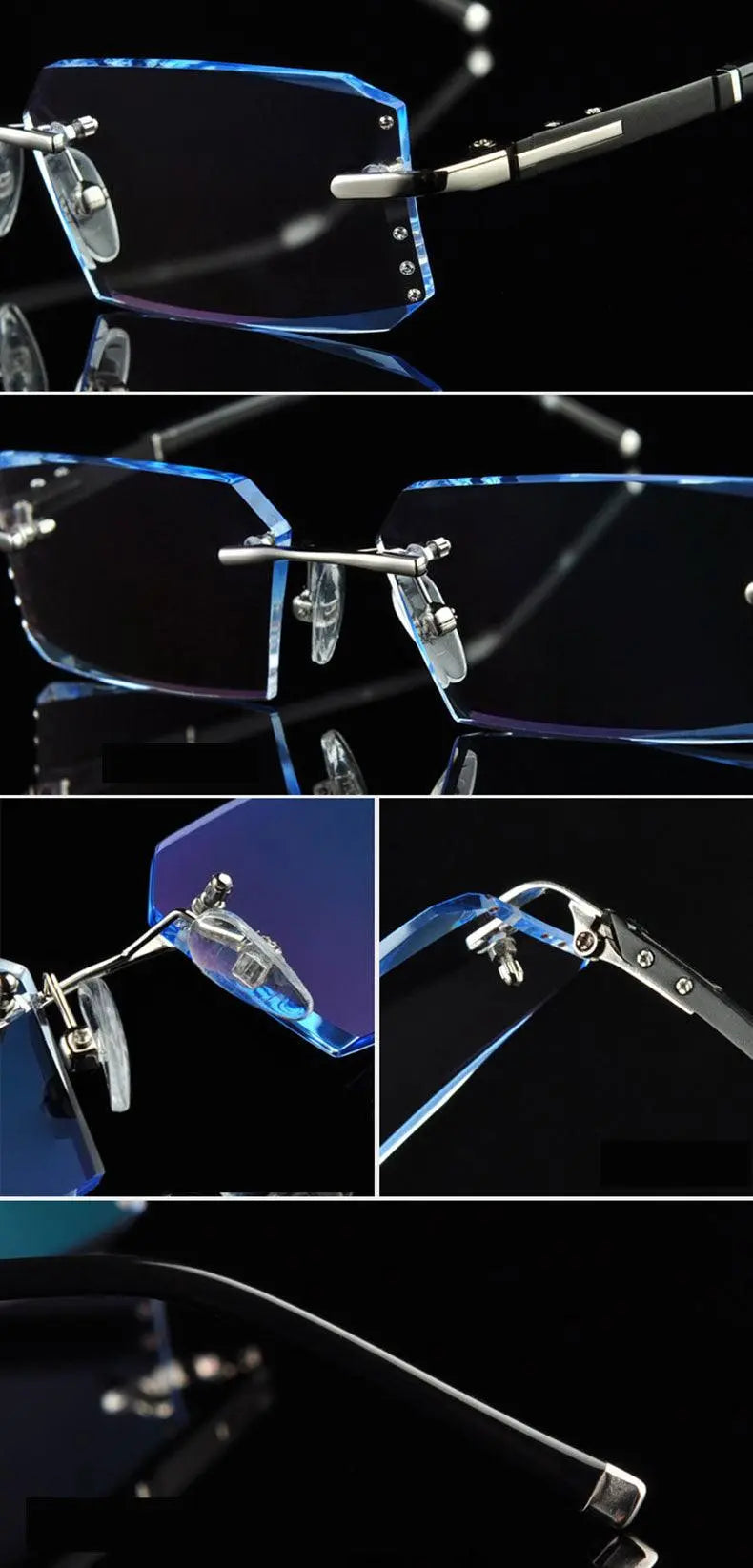 Men's Square Rimless Alloy Prescription Glasses R58003 — view 16 | Rx Spectacle