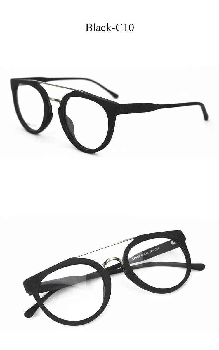 Unisex Round Full Rim Acetate Double Bridge Prescription Glasses Spr09 — view 16 | Rx Spectacle