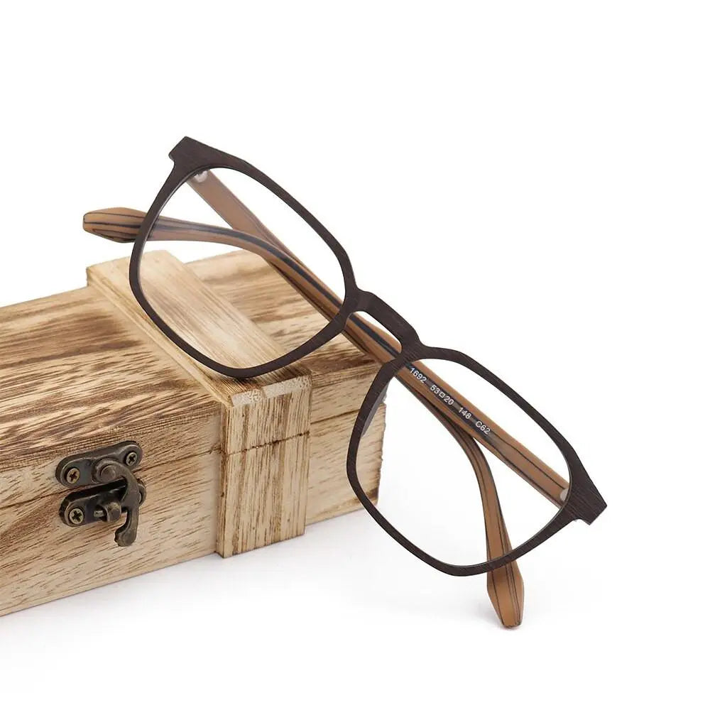 Men's Square Full Rim Wood Oversized Prescription Glasses 1692 — view 6 | Rx Spectacle