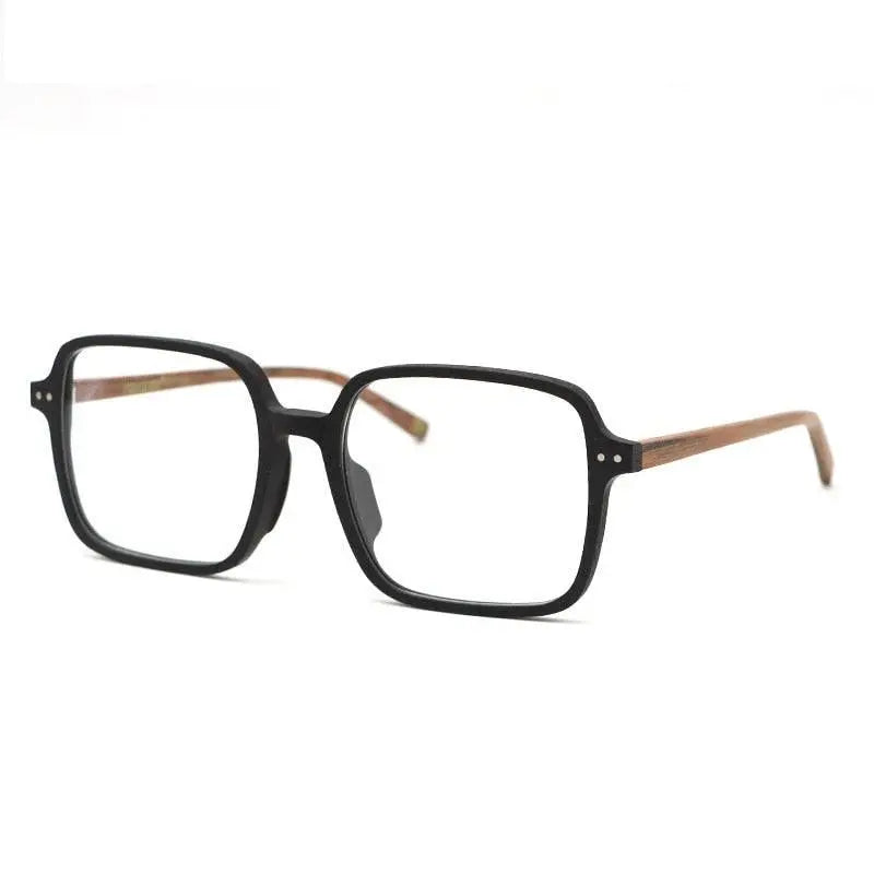 Unisex Square Full Rim Wood Oversized Prescription Glasses 9105 — view 7 | Rx Spectacle