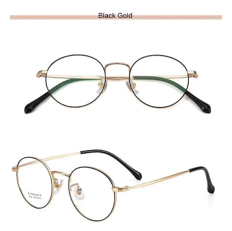 Unisex Round Full Rim Titanium Prescription Glasses 8123 — view 15 | Rx Spectacle