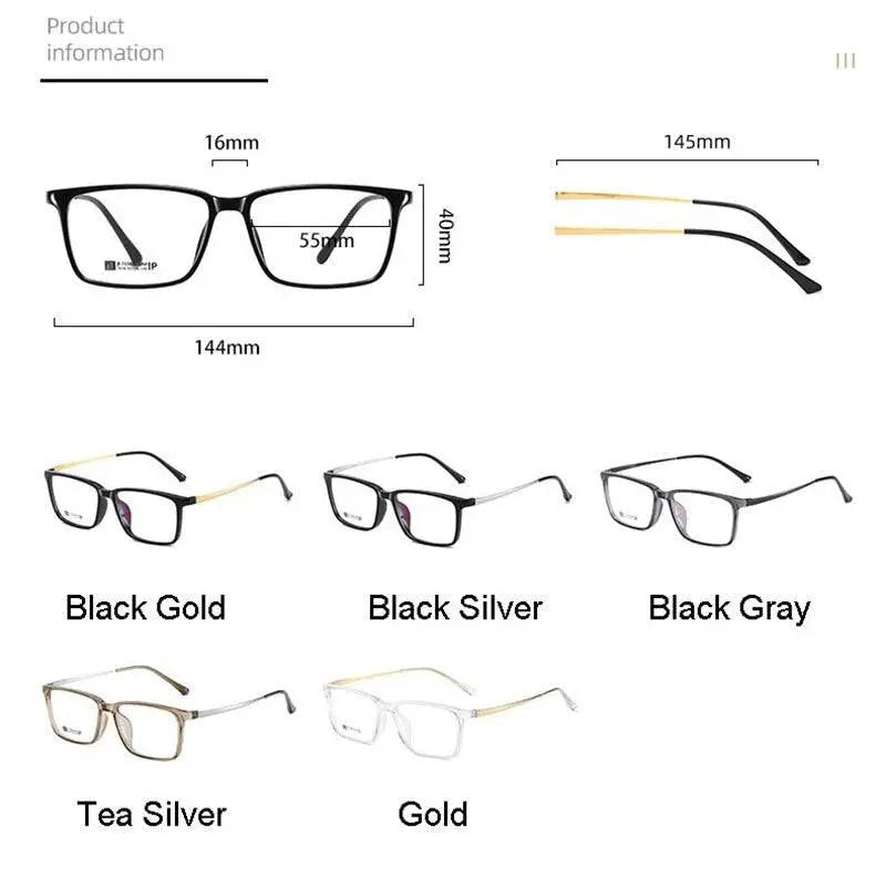 Men's Rectangular Full Rim Titanium Prescription Glasses 7036 — view 7 | Rx Spectacle