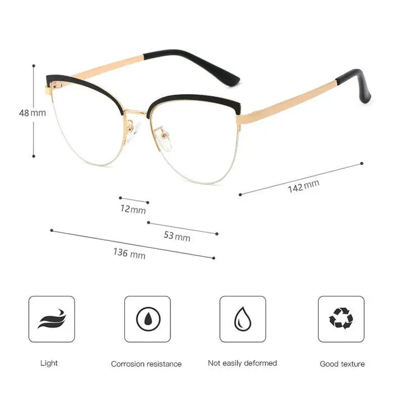 Women's Cat Eye Full Rim Alloy Prescription Glasses 95679 — view 12 | Rx Spectacle