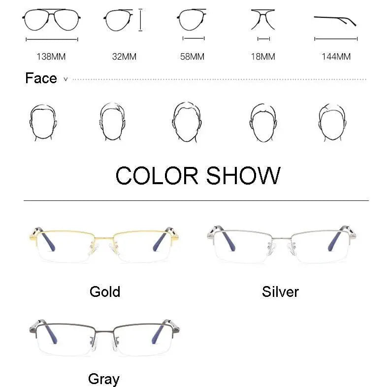 Unisex Rectangular Semi-Rimless Alloy Prescription Glasses — view 10 | Rx Spectacle