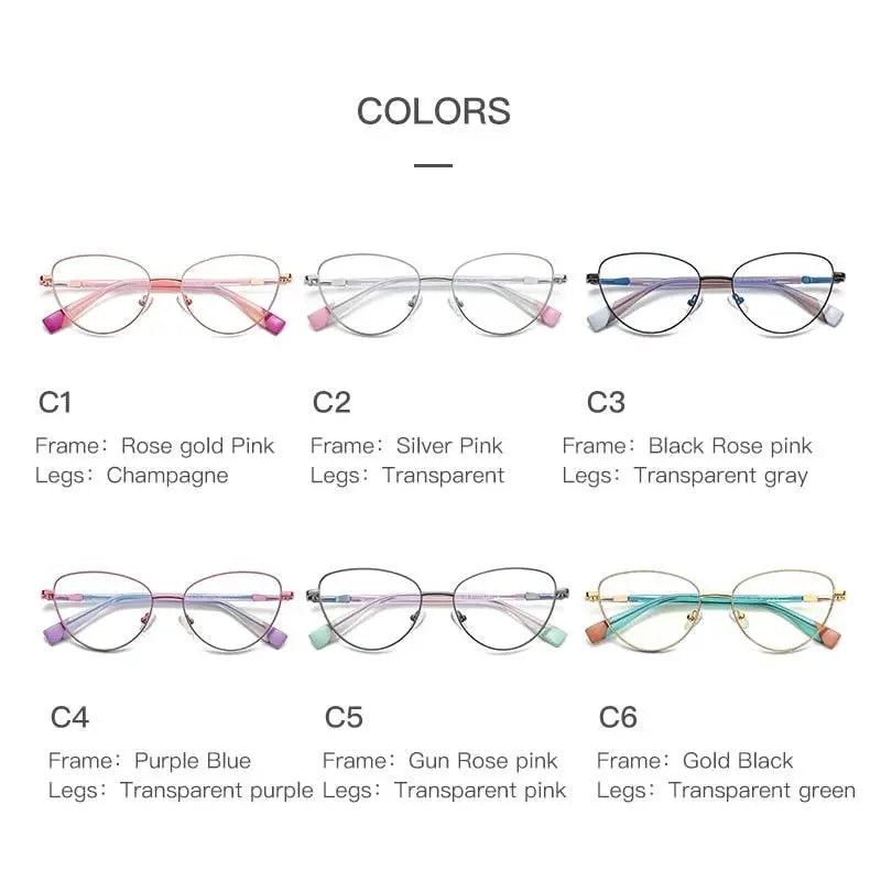 Women's Cat Eye Full Rim Alloy Prescription Glasses 3020 — view 6 | Rx Spectacle
