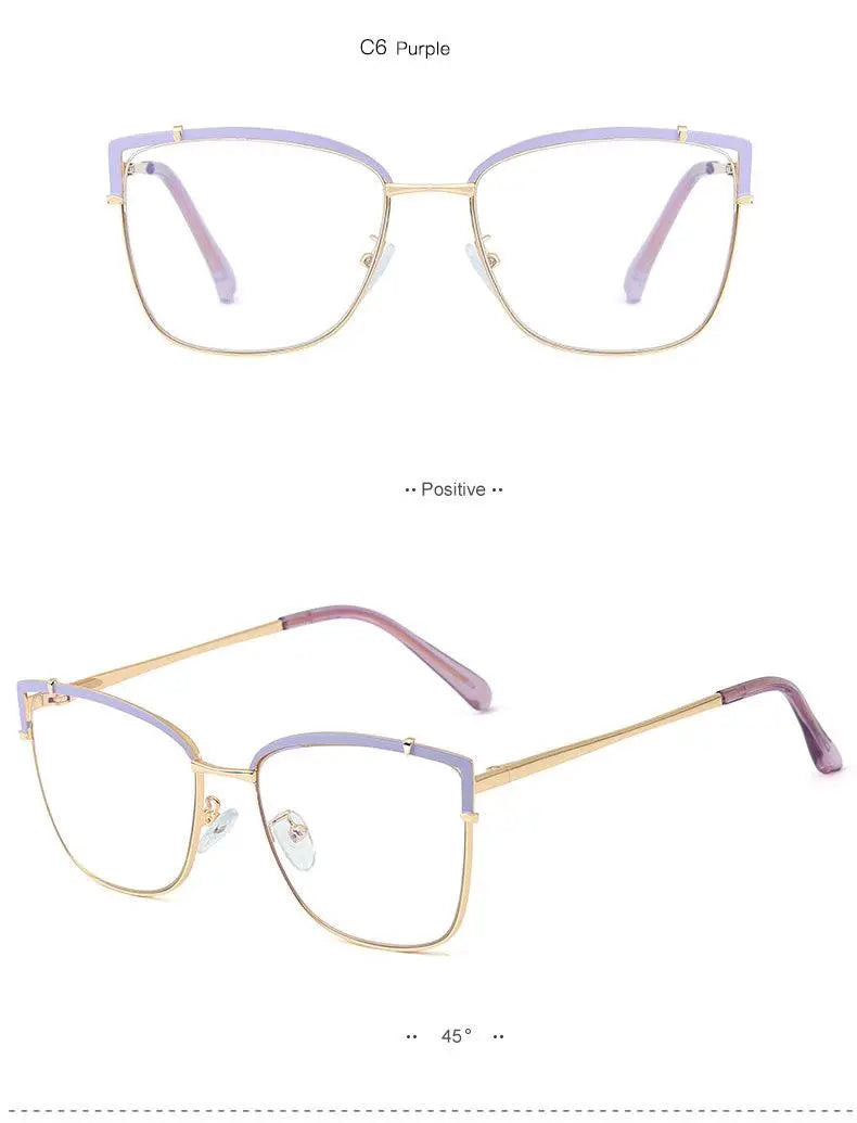 Women's Cat Eye Full Rim Alloy Prescription Glasses 95731 — view 15 | Rx Spectacle