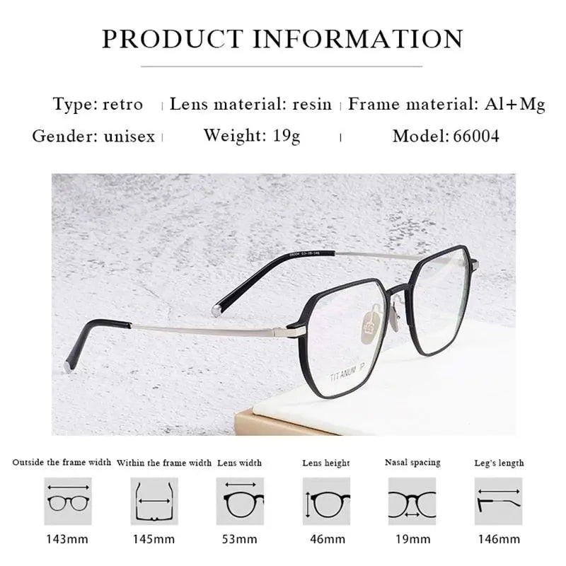 Unisex Full Rim Titanium Prescription Glasses 66004 — view 5 | Rx Spectacle