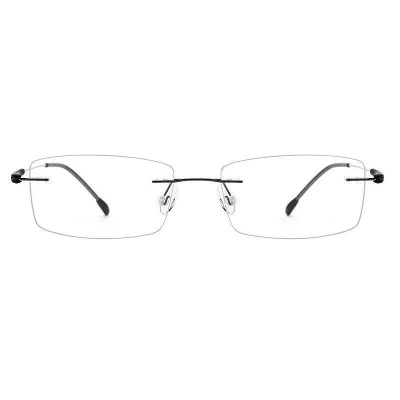 Unisex Rectangular Rimless Titanium Prescription Glasses 3125 — view 10 | Rx Spectacle