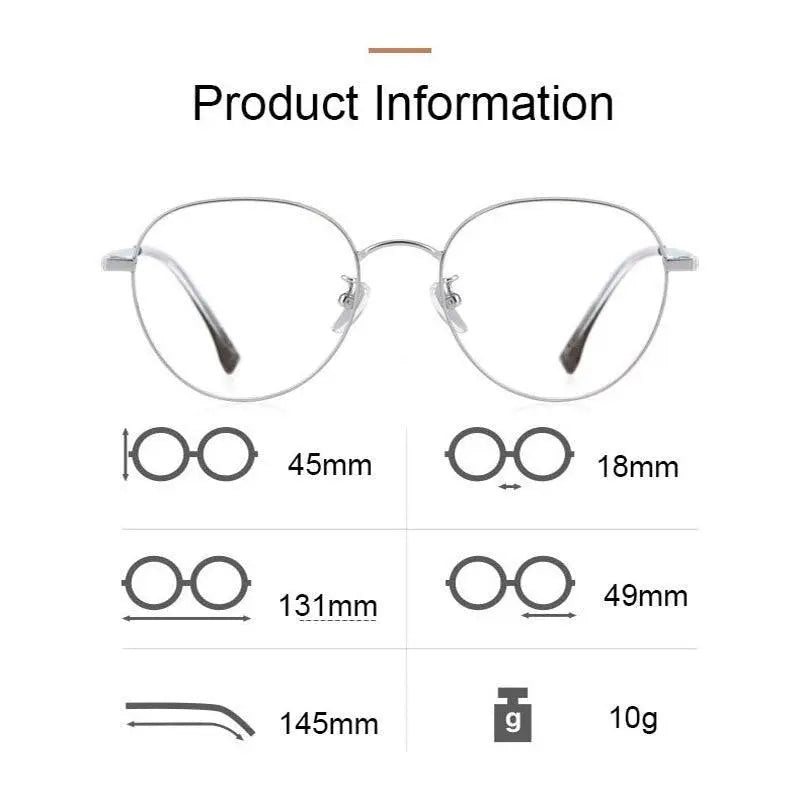 Women's Round Full Rim Titanium Prescription Glasses T3927 — view 10 | Rx Spectacle